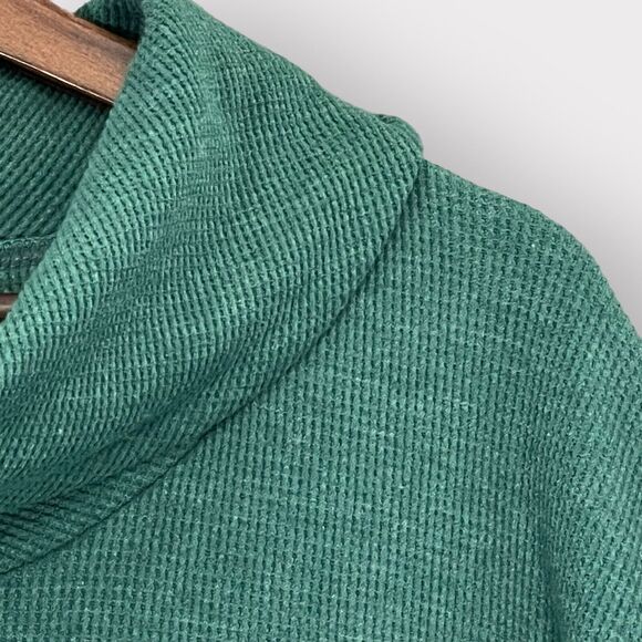 Woman Within Pullover Sweater Women Size 18/20 Green Cowl Neck Hi-Low Hem Knit - Picture 3 of 12